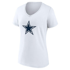 Dallas Cowboys Women's Team Authentic Personalized Name & Number V-Neck T-Shirt White - NFL
