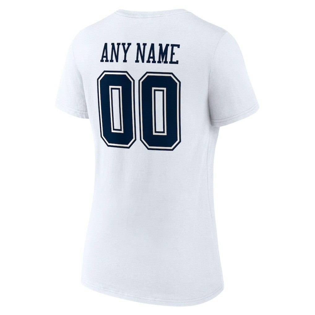 Dallas Cowboys Women's Team Authentic Personalized Name & Number V-Neck T-Shirt White - NFL