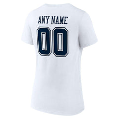 Dallas Cowboys Women's Team Authentic Personalized Name & Number V-Neck T-Shirt White - NFL