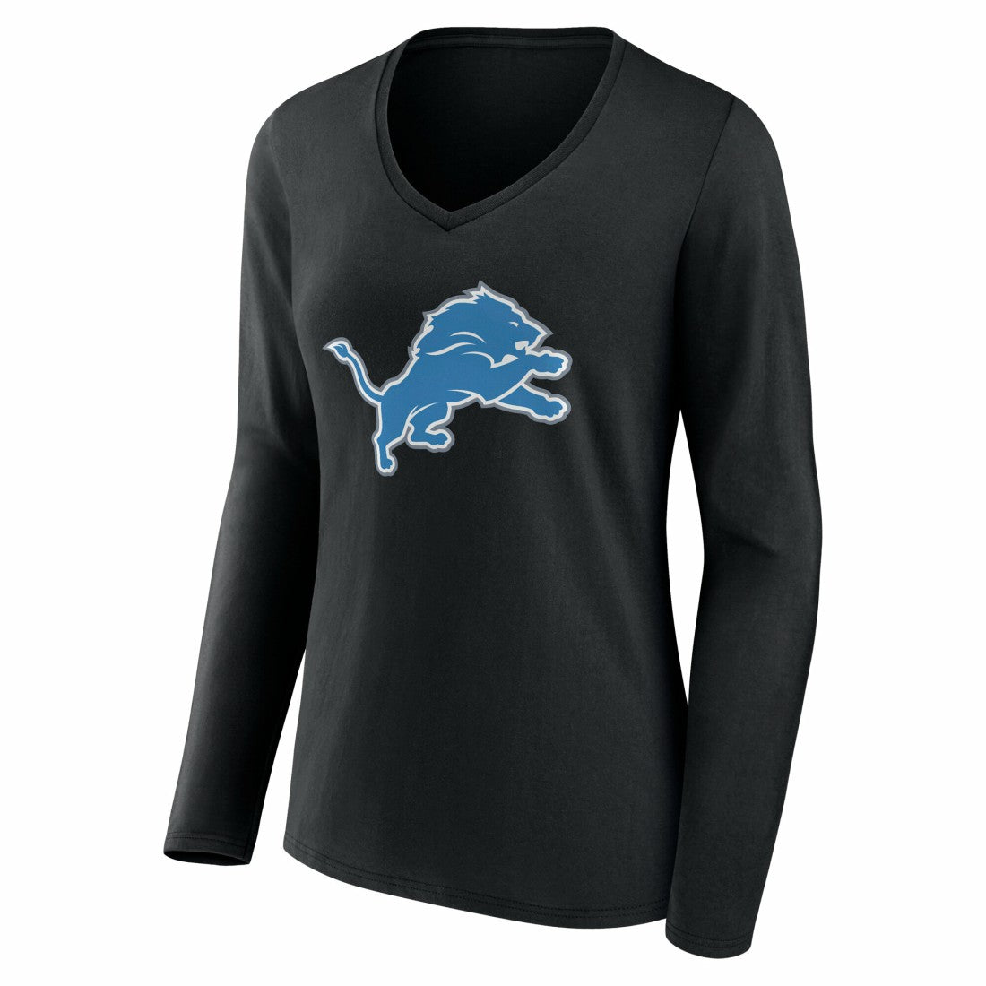 Detroit Lions Women's Team Authentic Personalized Name & Number Long Sleeve V-Neck T-Shirt Black - NFL