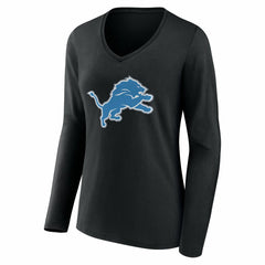 Detroit Lions Women's Team Authentic Personalized Name & Number Long Sleeve V-Neck T-Shirt Black - NFL