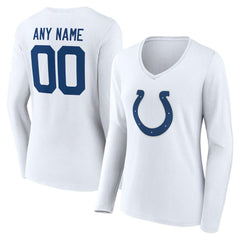 Indianapolis Colts Women's Team Authentic Personalized Name & Number Long Sleeve V-Neck T-Shirt White - NFL