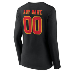 Kansas City Chiefs Women's Team Authentic Personalized Name & Number Long Sleeve V-Neck T-Shirt Black - NFL