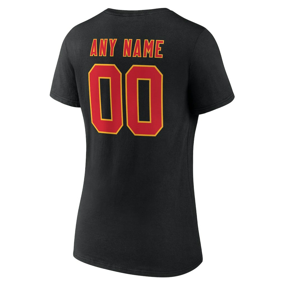 Kansas City Chiefs Women's Team Authentic Personalized Name & Number V-Neck T-Shirt Black - NFL