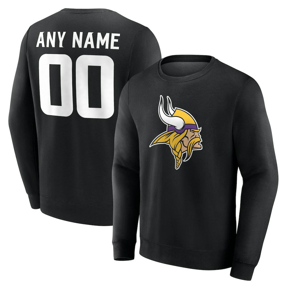 Minnesota Vikings Team Authentic Personalized Name & Number Sweatshirt Black - NFL