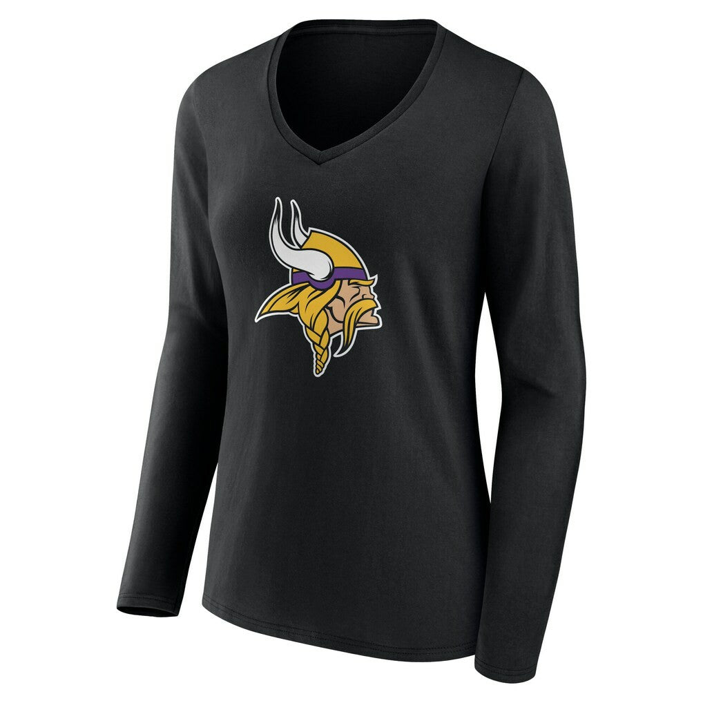 Minnesota Vikings Women's Team Authentic Personalized Name & Number Long Sleeve V-Neck T-Shirt Black - NFL