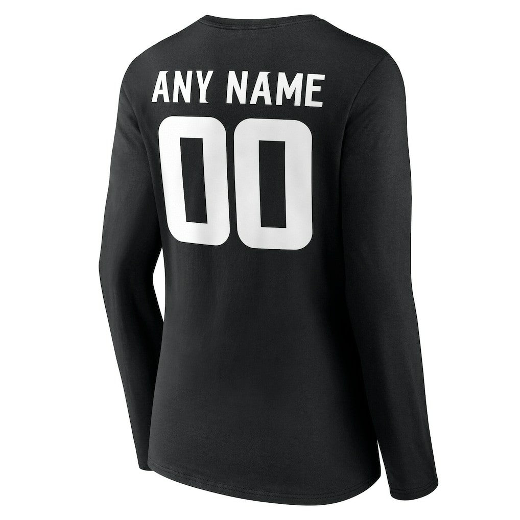 Minnesota Vikings Women's Team Authentic Personalized Name & Number Long Sleeve V-Neck T-Shirt Black - NFL