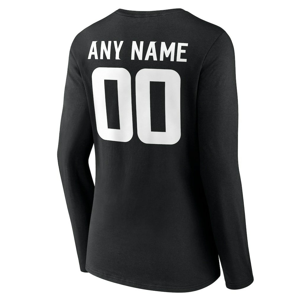 Minnesota Vikings Women's Team Authentic Personalized Name & Number Long Sleeve V-Neck T-Shirt Black - NFL