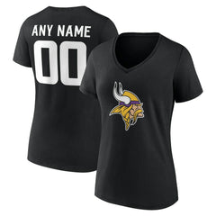 Minnesota Vikings Women's Team Authentic Personalized Name & Number V-Neck T-Shirt Black - NFL