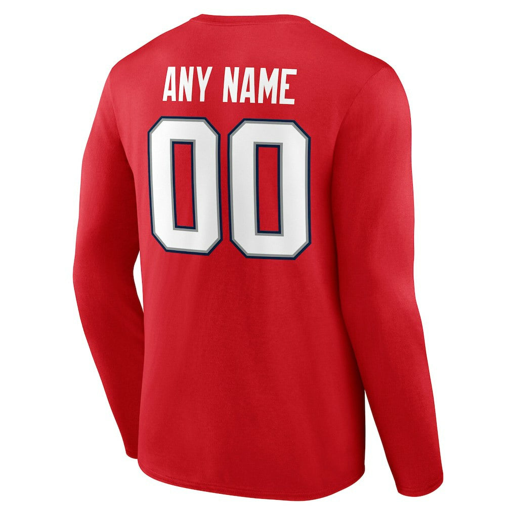 New England Patriots Team Authentic Personalized Name & Number Long Sleeve T-Shirt Red - NFL