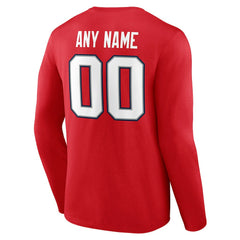 New England Patriots Team Authentic Personalized Name & Number Long Sleeve T-Shirt Red - NFL