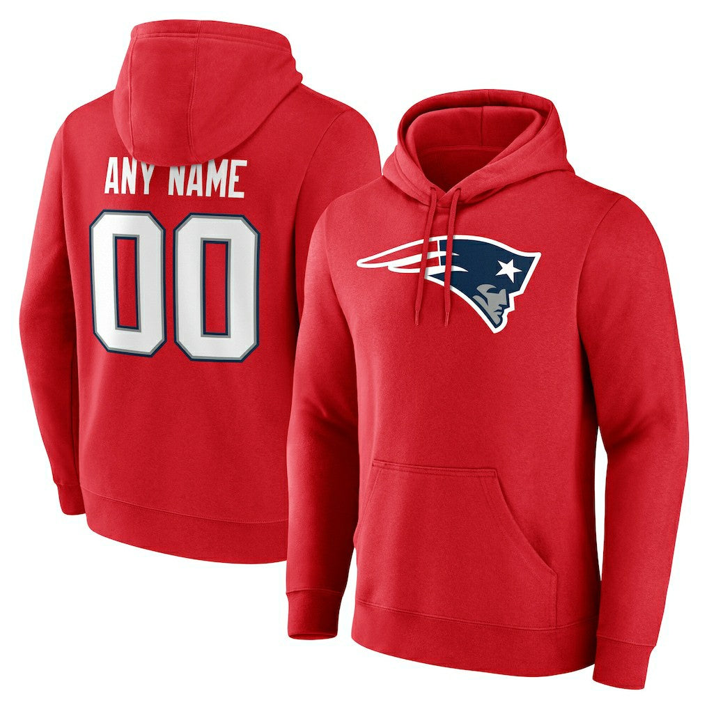 New England Patriots Team Authentic Personalized Name & Number Hoodie Red - NFL