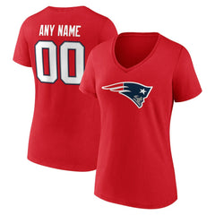 New England Patriots Women's Team Authentic Personalized Name & Number V-Neck T-Shirt Red - NFL