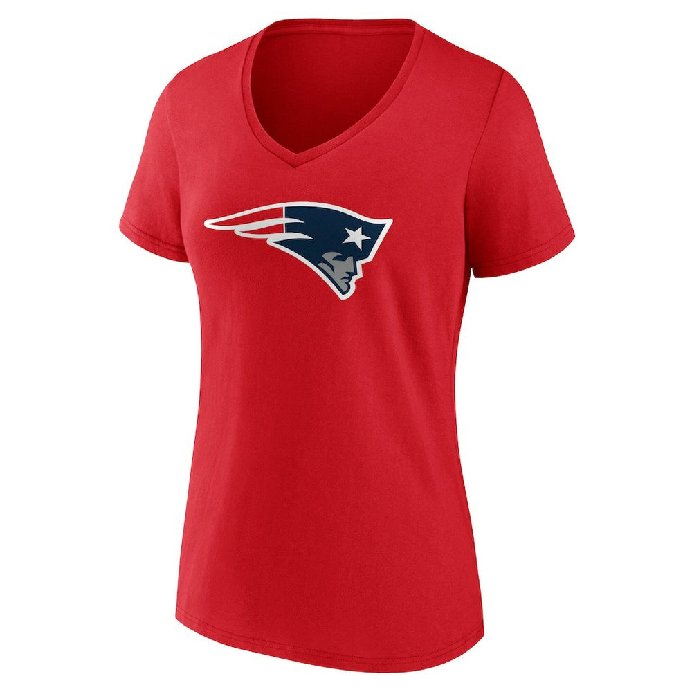 New England Patriots Women's Team Authentic Personalized Name & Number V-Neck T-Shirt Red - NFL