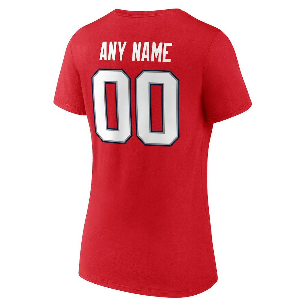 New England Patriots Women's Team Authentic Personalized Name & Number V-Neck T-Shirt Red - NFL