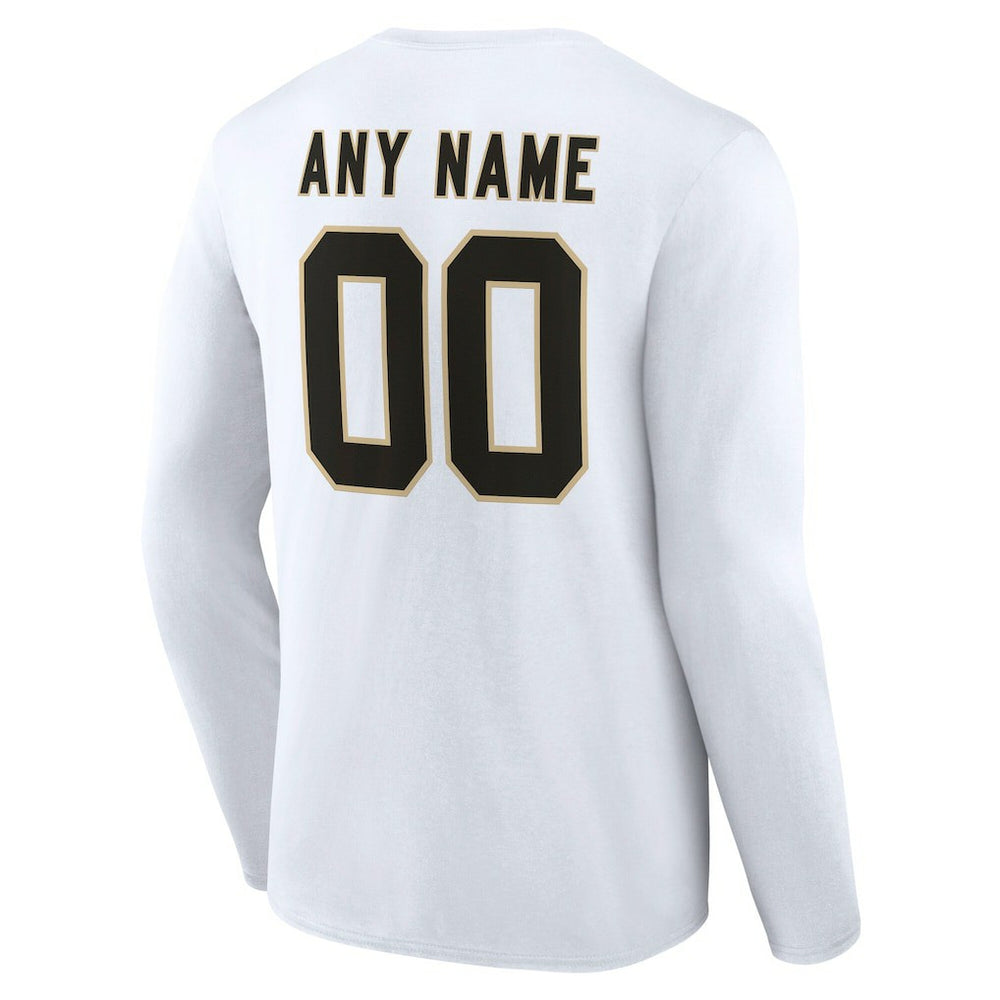 New Orleans Saints Team Authentic Personalized Name & Number Long Sleeve T-Shirt White - NFL