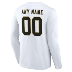 New Orleans Saints Team Authentic Personalized Name & Number Long Sleeve T-Shirt White - NFL