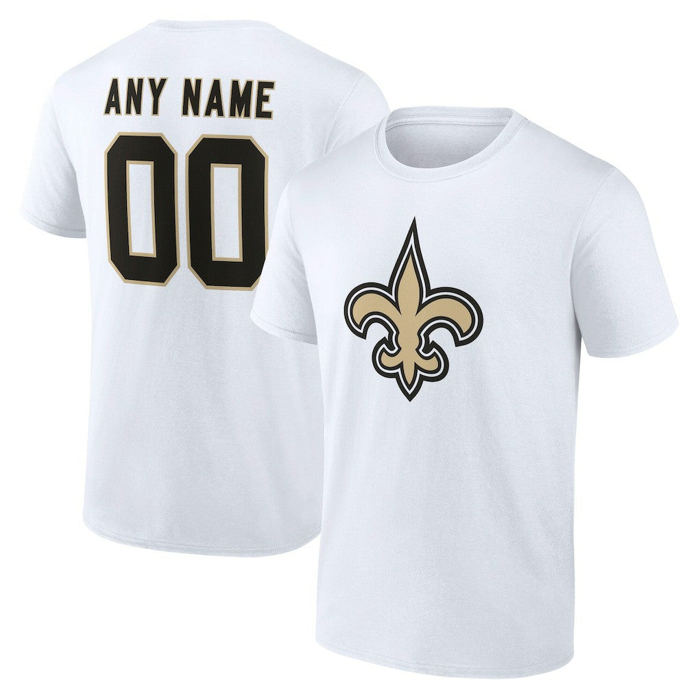 New Orleans Saints Team Authentic Personalized Name & Number T-Shirt White - NFL