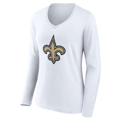 New Orleans Saints Women's Team Authentic Personalized Name & Number Long Sleeve V-Neck T-Shirt White - NFL