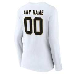 New Orleans Saints Women's Team Authentic Personalized Name & Number Long Sleeve V-Neck T-Shirt White - NFL