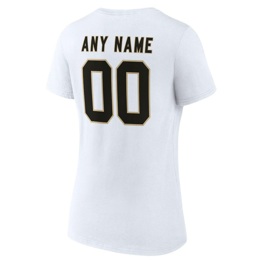 New Orleans Saints Women's Team Authentic Personalized Name & Number V-Neck T-Shirt White - NFL