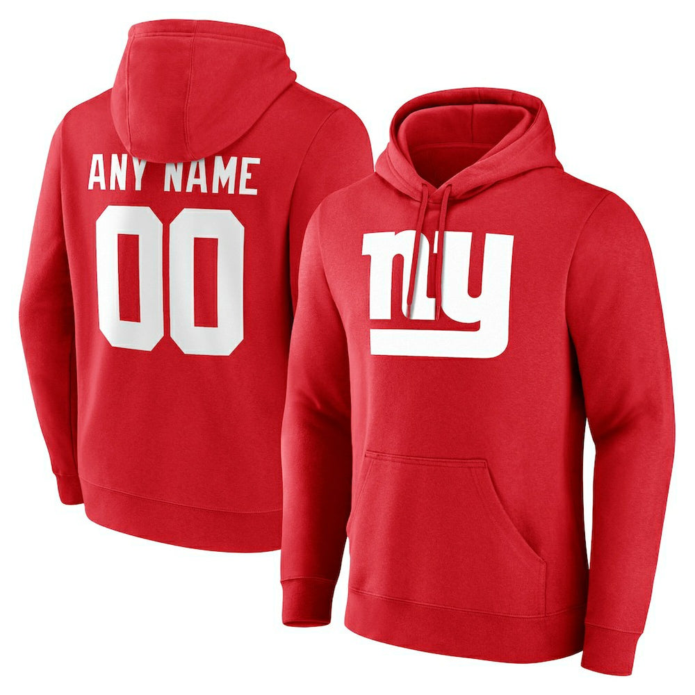 New York Giants Team Authentic Personalized Name & Number Hoodie Red - NFL