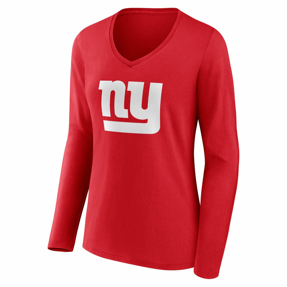 New York Giants Women's Team Authentic Personalized Name & Number Long Sleeve V-Neck T-Shirt Red - NFL