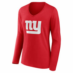 New York Giants Women's Team Authentic Personalized Name & Number Long Sleeve V-Neck T-Shirt Red - NFL