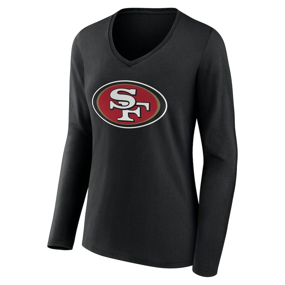 San Francisco 49ers Women's Team Authentic Personalized Name & Number Long Sleeve V-Neck T-Shirt Black - NFL