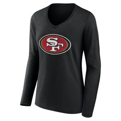 San Francisco 49ers Women's Team Authentic Personalized Name & Number Long Sleeve V-Neck T-Shirt Black - NFL
