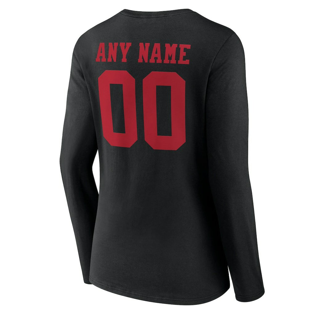 San Francisco 49ers Women's Team Authentic Personalized Name & Number Long Sleeve V-Neck T-Shirt Black - NFL