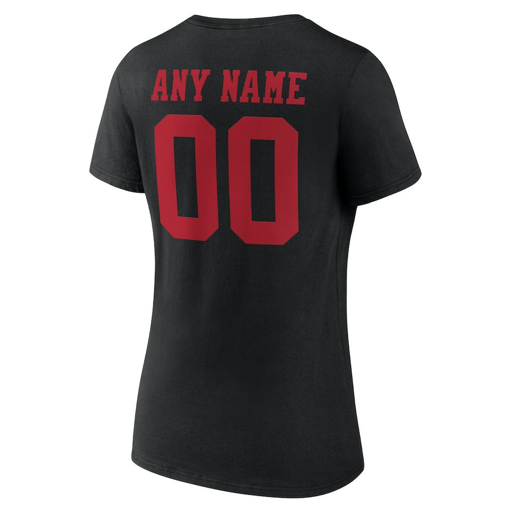 San Francisco 49ers Women's Team Authentic Personalized Name & Number V-Neck T-Shirt Black - NFL