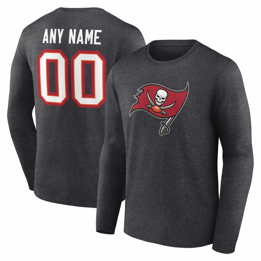 Tampa Bay Buccaneers Team Authentic Personalized Name & Number Long Sleeve T-Shirt Charcoal - NFL