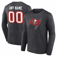 Tampa Bay Buccaneers Team Authentic Personalized Name & Number Long Sleeve T-Shirt Charcoal - NFL