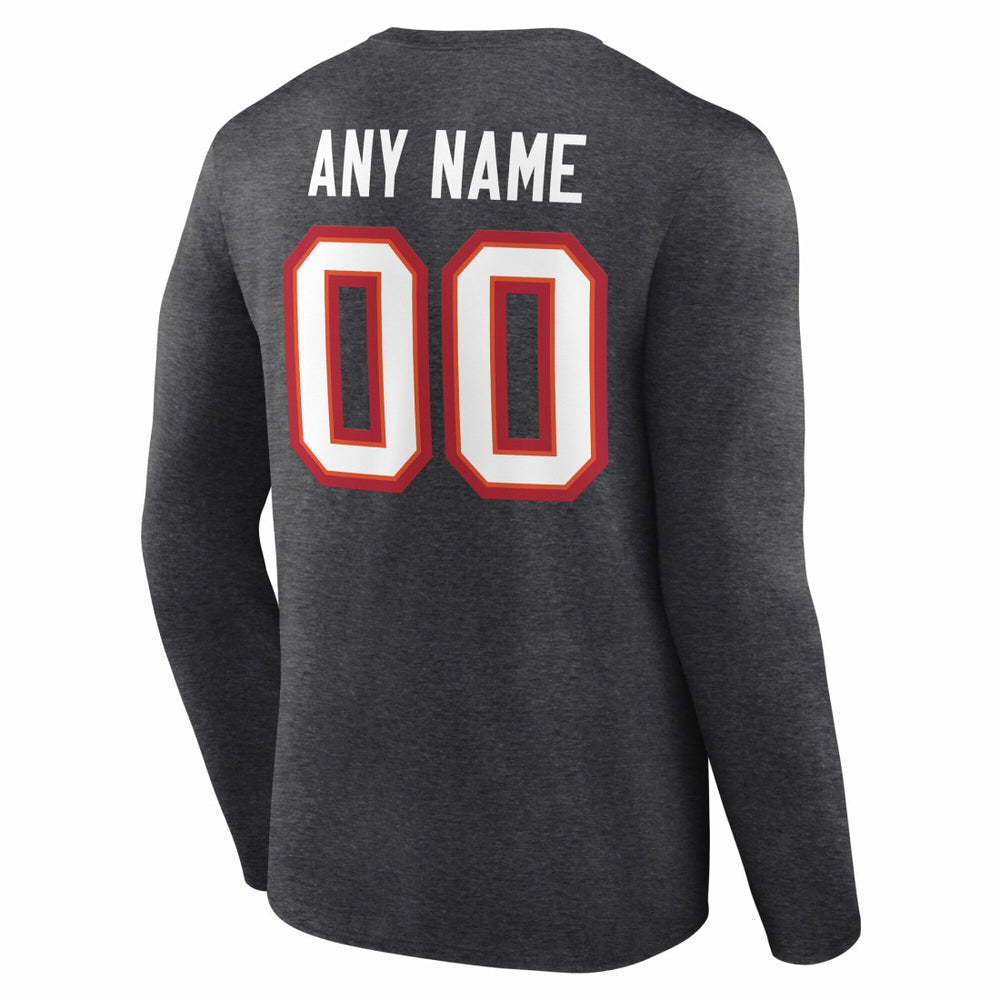Tampa Bay Buccaneers Team Authentic Personalized Name & Number Long Sleeve T-Shirt Charcoal - NFL