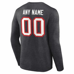 Tampa Bay Buccaneers Team Authentic Personalized Name & Number Long Sleeve T-Shirt Charcoal - NFL