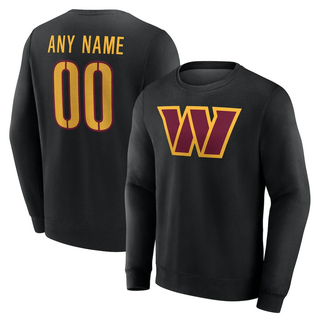 Washington Commanders Team Authentic Personalized Name & Number Sweatshirt Black - NFL