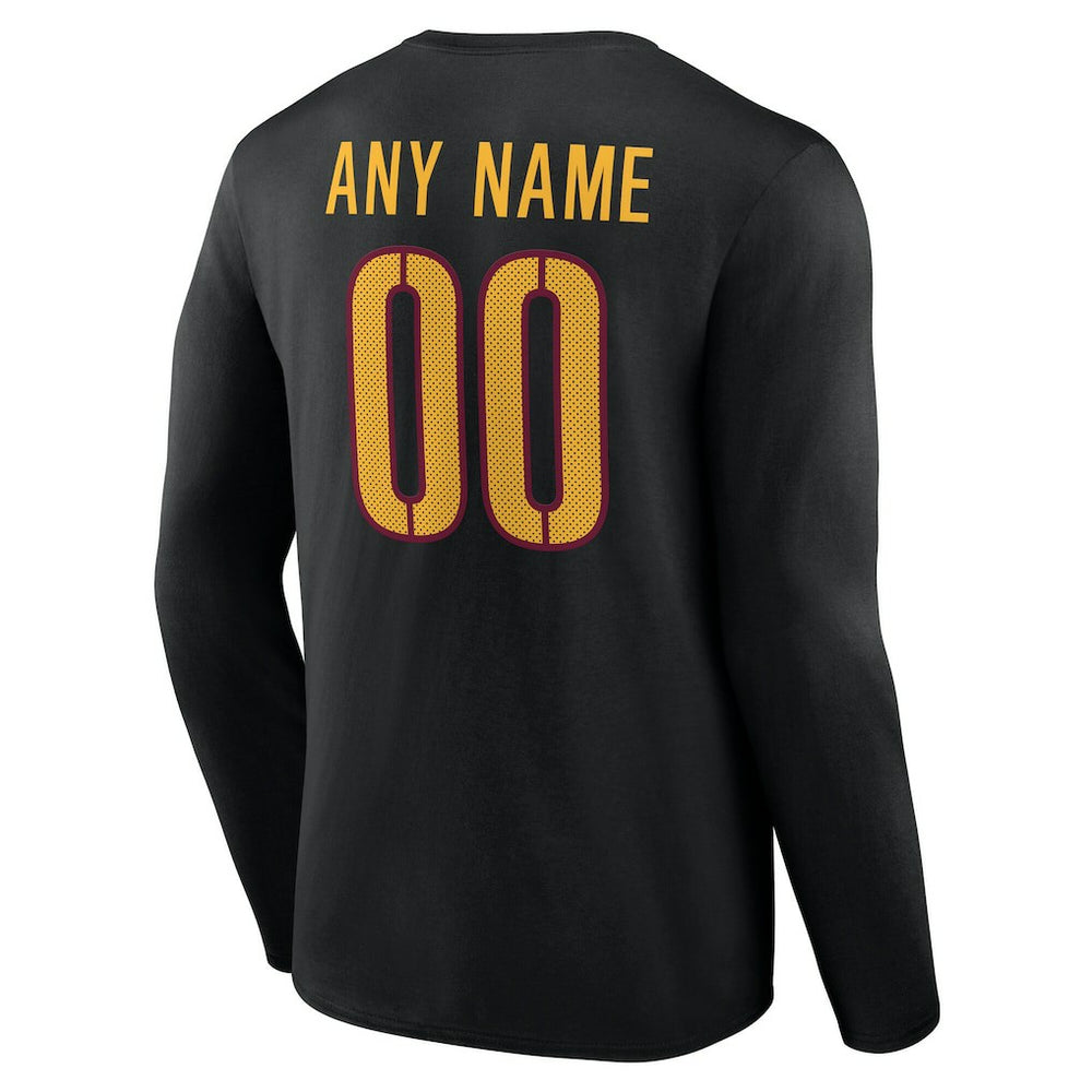 Washington Commanders Team Authentic Personalized Name & Number Long Sleeve T-Shirt Black - NFL