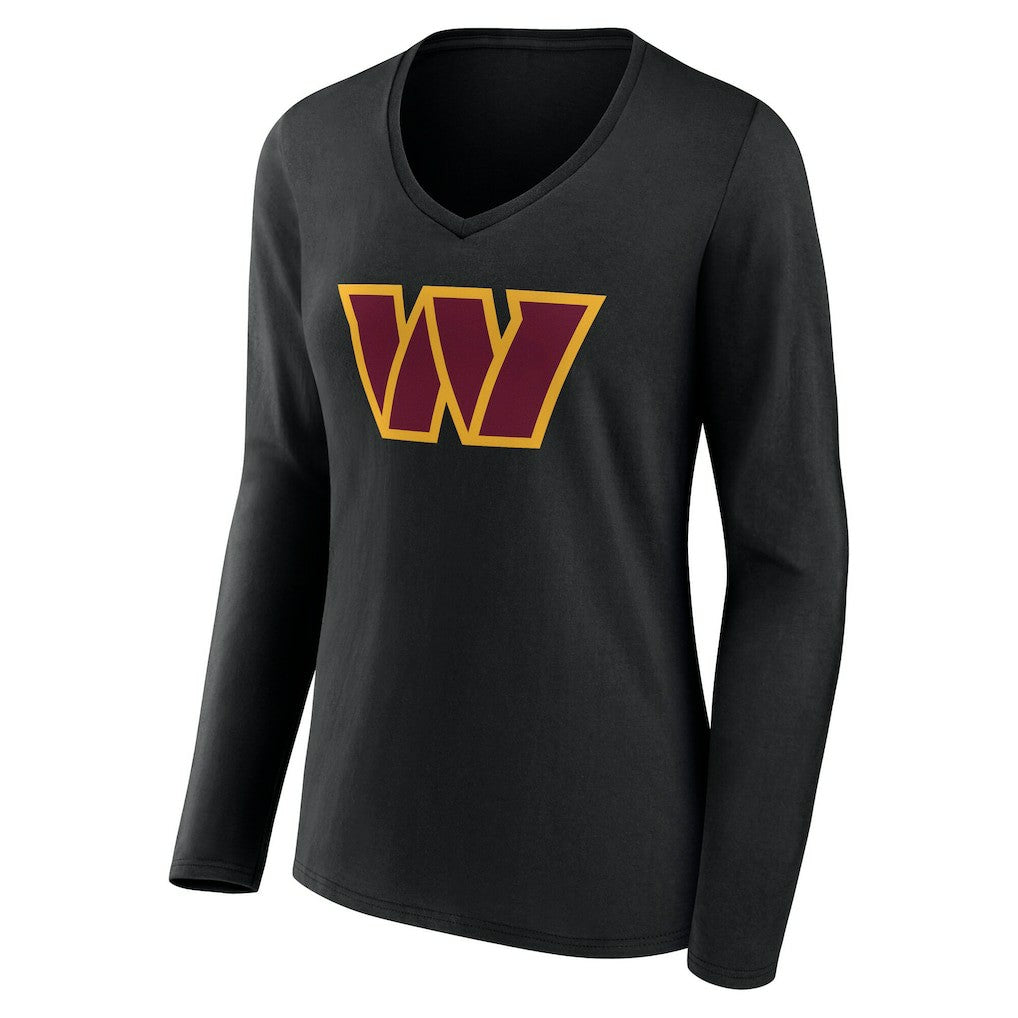 Washington Commanders Women's Team Authentic Personalized Name & Number Long Sleeve V-Neck T-Shirt Black - NFL