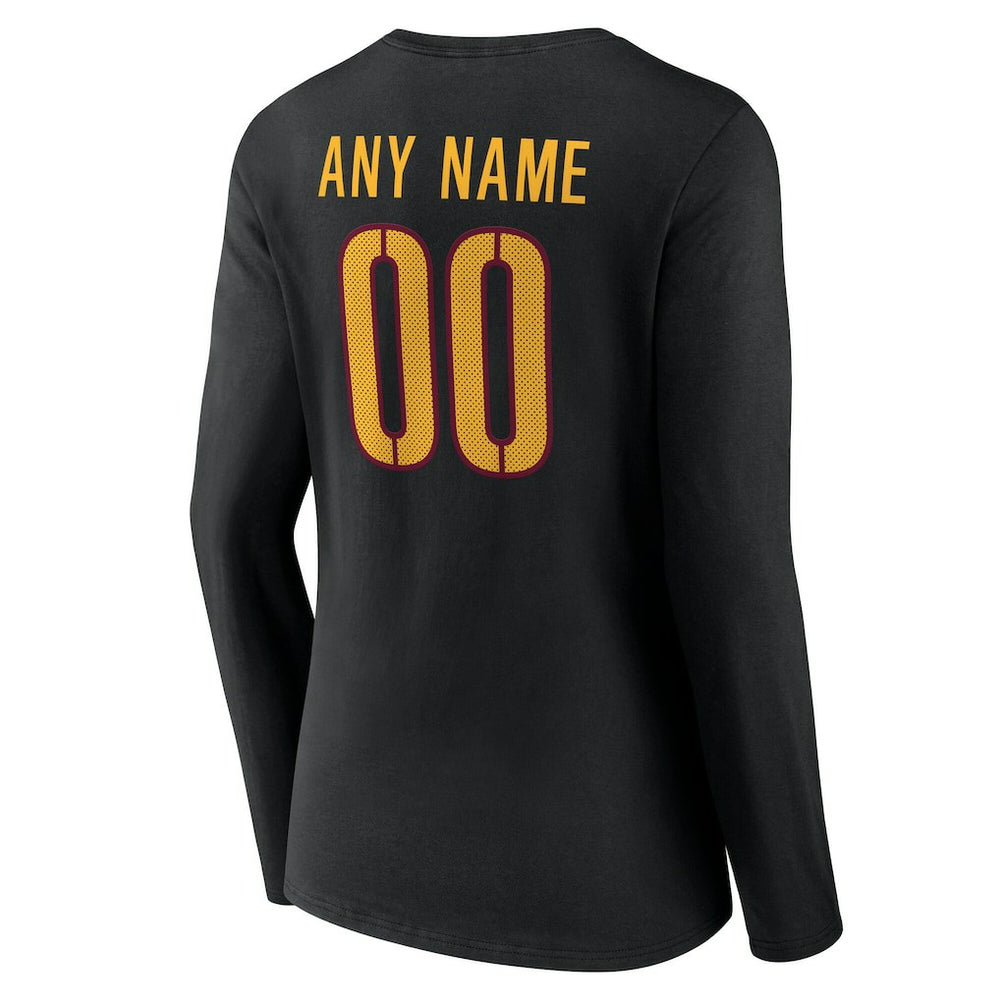 Washington Commanders Women's Team Authentic Personalized Name & Number Long Sleeve V-Neck T-Shirt Black - NFL