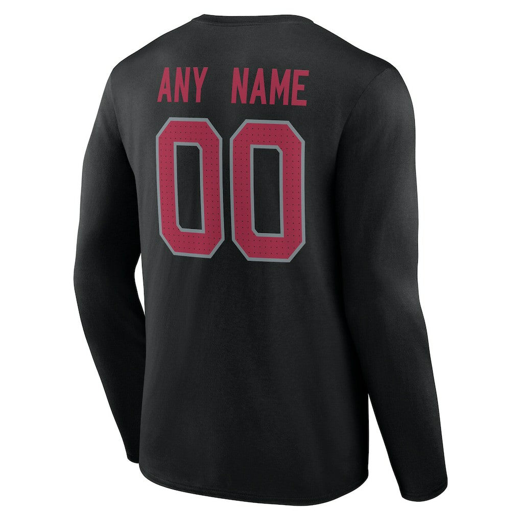 Arizona Cardinals Team Authentic Personalized Name & Number Long Sleeve T-Shirt Black - NFL