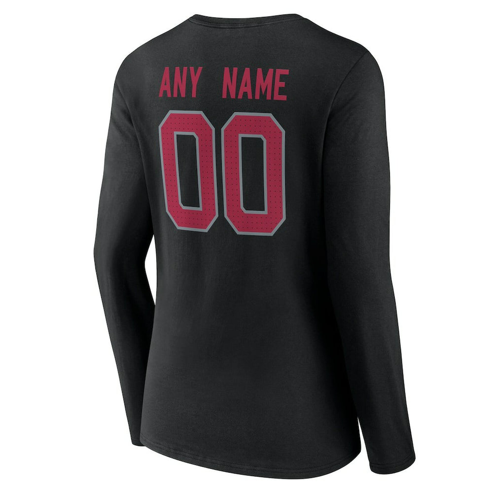Arizona Cardinals Women's Team Authentic Personalized Name & Number Long Sleeve V-Neck T-Shirt Black - NFL