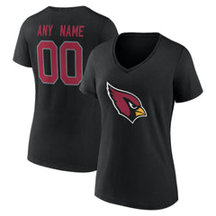 Arizona Cardinals Women's Team Authentic Personalized Name & Number V-Neck T-Shirt Black - NFL