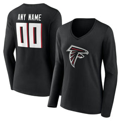 Atlanta Falcons Women's Team Authentic Personalized Name & Number Long Sleeve V-Neck T-Shirt Black - NFL