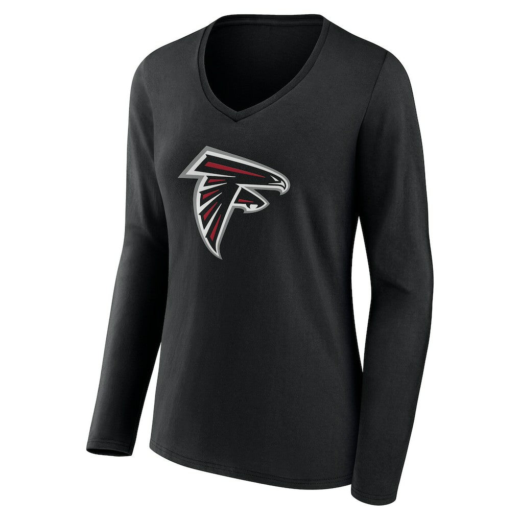 Atlanta Falcons Women's Team Authentic Personalized Name & Number Long Sleeve V-Neck T-Shirt Black - NFL