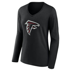 Atlanta Falcons Women's Team Authentic Personalized Name & Number Long Sleeve V-Neck T-Shirt Black - NFL