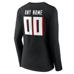 Atlanta Falcons Women's Team Authentic Personalized Name & Number Long Sleeve V-Neck T-Shirt Black - NFL