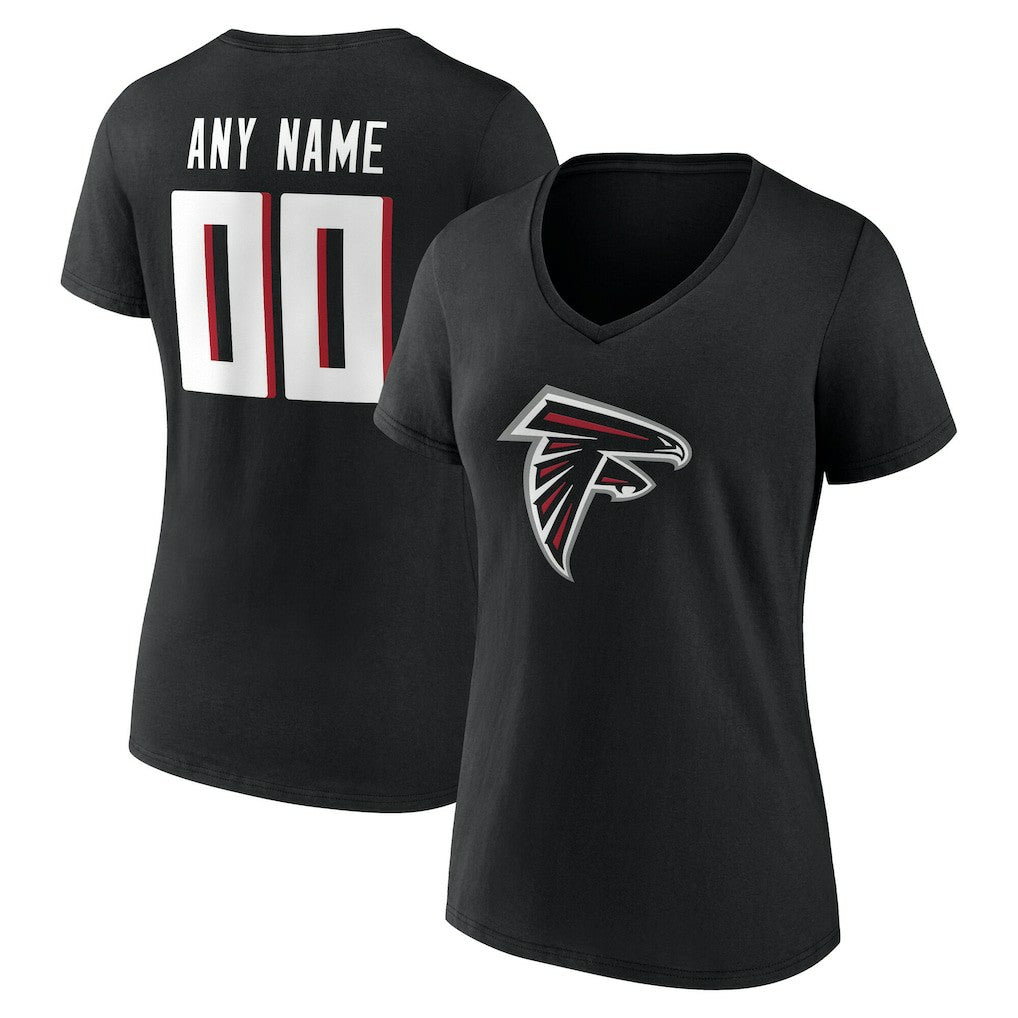 Atlanta Falcons Women's Team Authentic Personalized Name & Number V-Neck T-Shirt Black - NFL