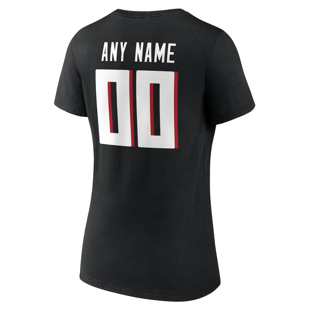 Atlanta Falcons Women's Team Authentic Personalized Name & Number V-Neck T-Shirt Black - NFL