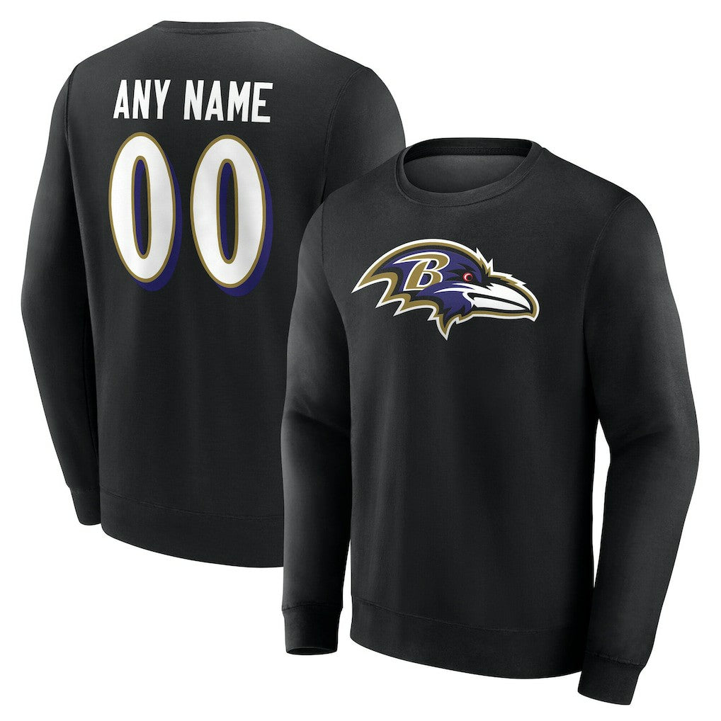 Baltimore Ravens Team Authentic Personalized Name & Number Sweatshirt Black - NFL
